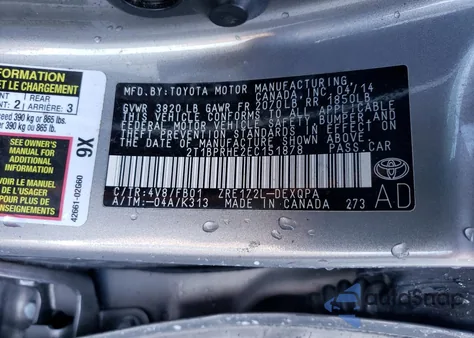 2014 Toyota Corolla Eco from USA, damaged, VIN 2T1BPRHE2EC151878